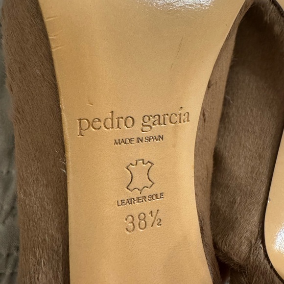 Pedro Garcia Tan Calf Hair Open Toe Stiletto Pump Size US 7.5 / EU 38.5 Women’s - Picture 6 of 9
